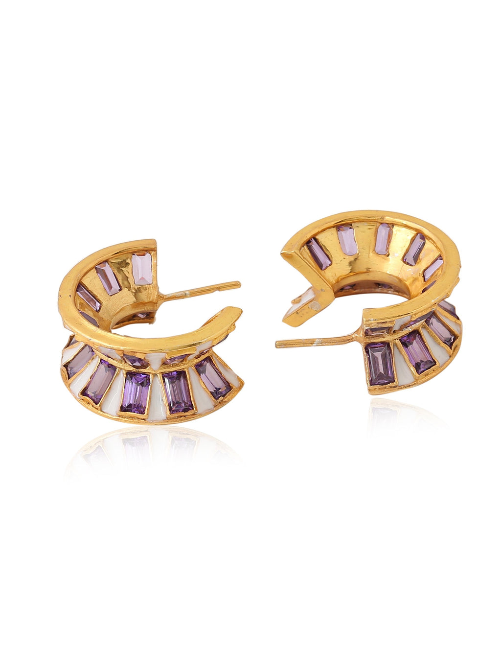 Zirconia Baguette Hoop Earring