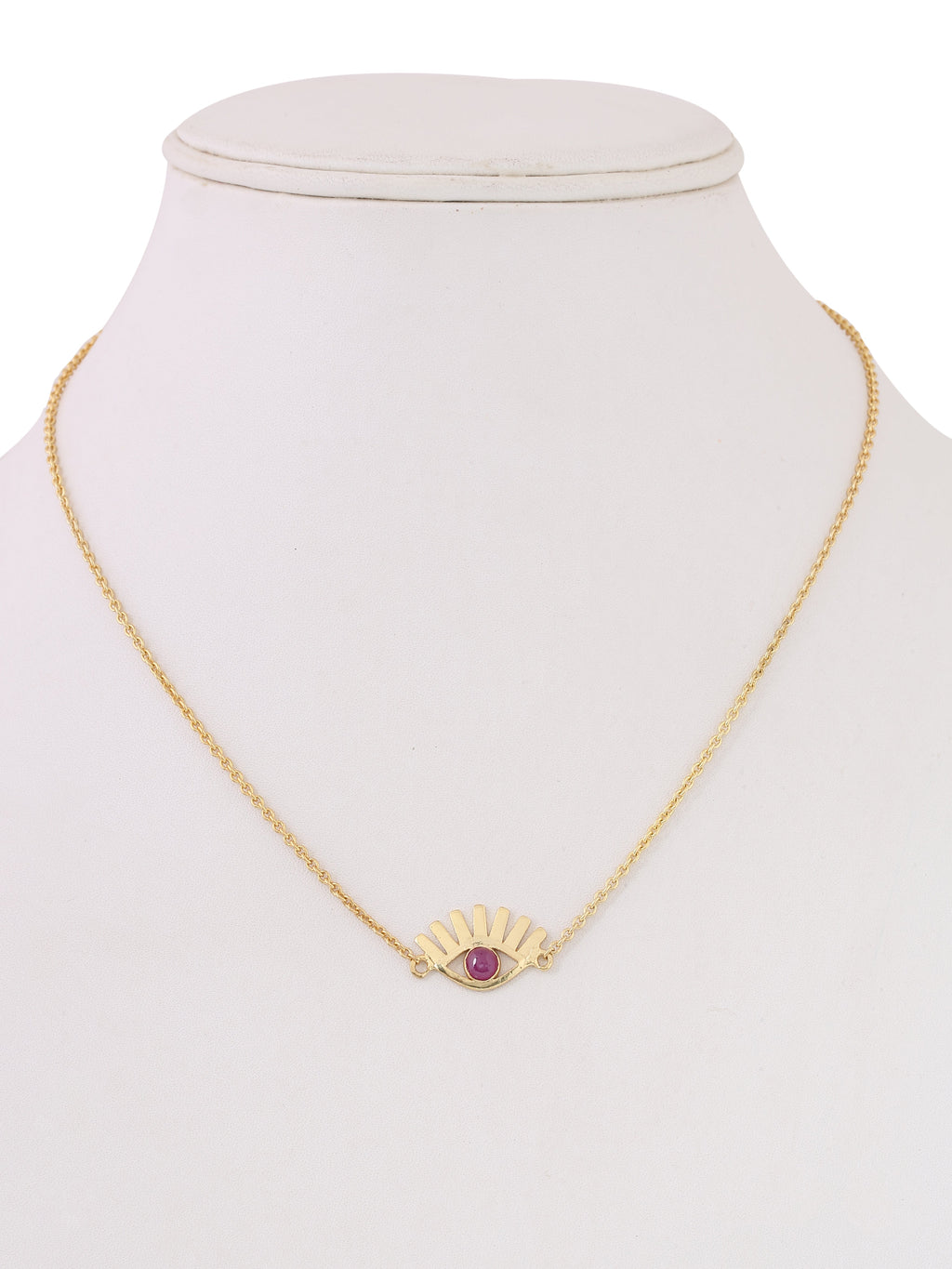 Double layer Ruby Evil Eye Necklace