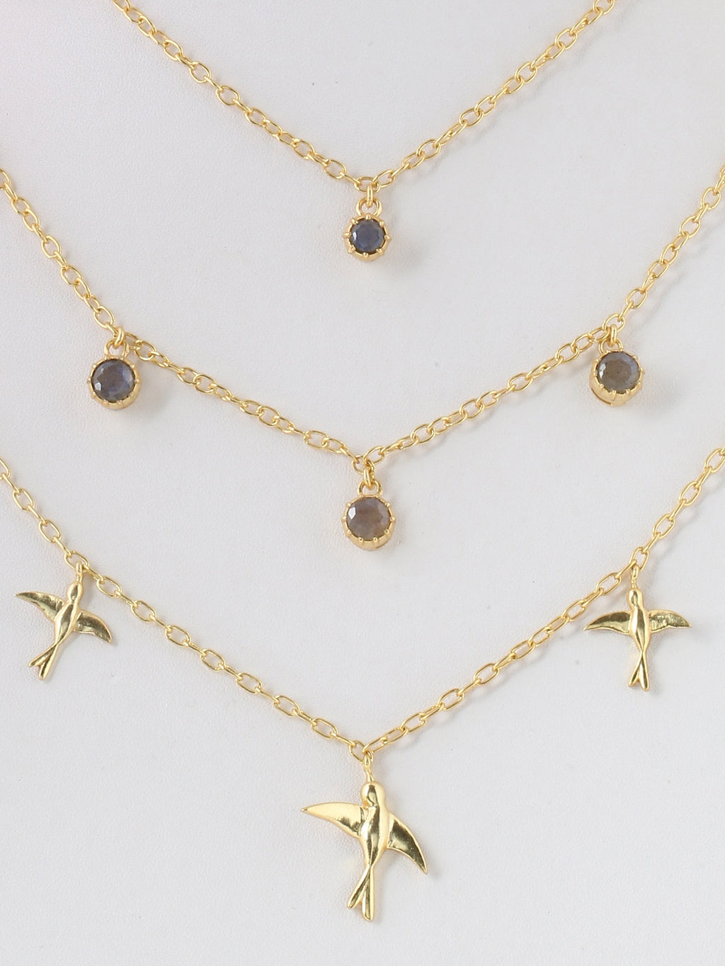 Multi Strand Birdy Chain Necklace.