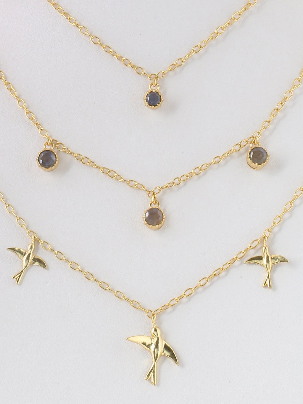Multi Strand Birdy Chain Necklace.