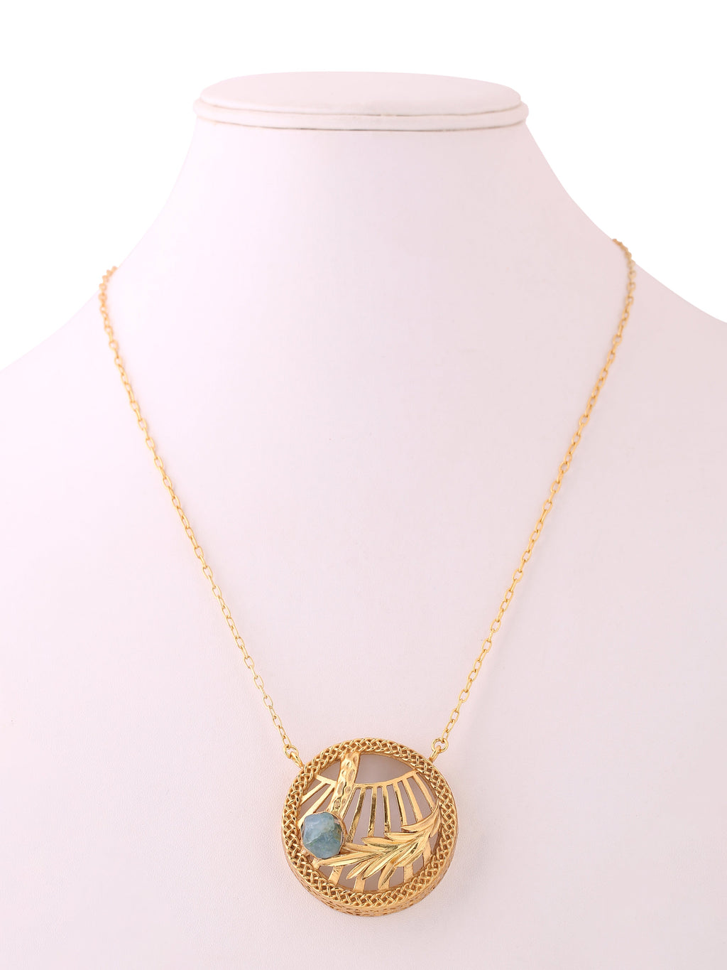 The Heavenly Garden Pendant (Rough Aquamarine Necklace).