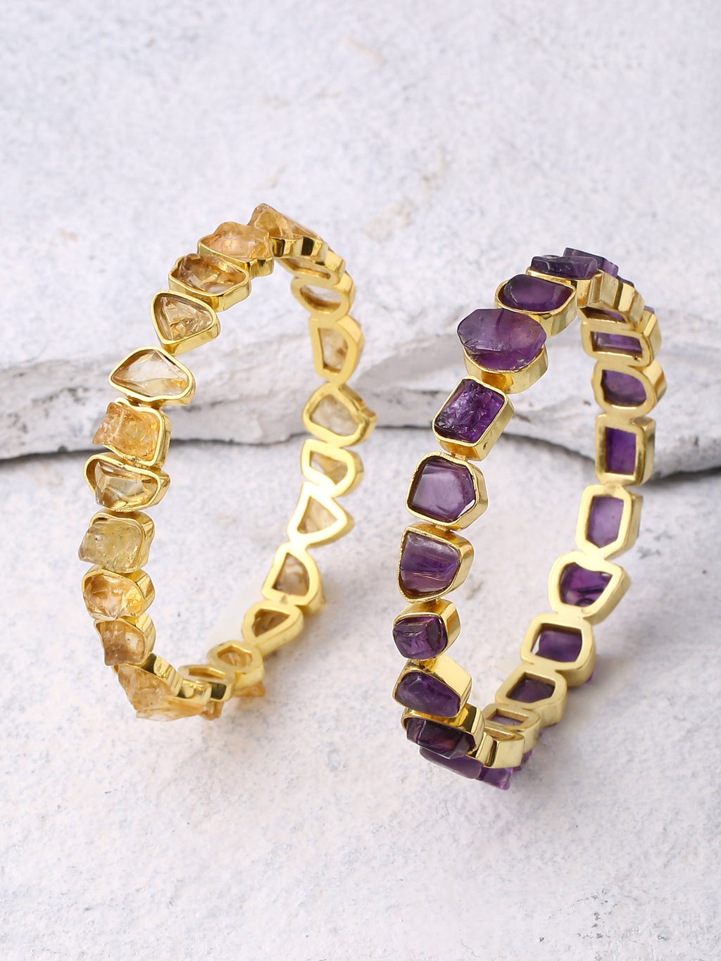 Rough Amethyst Citrine Bangle
