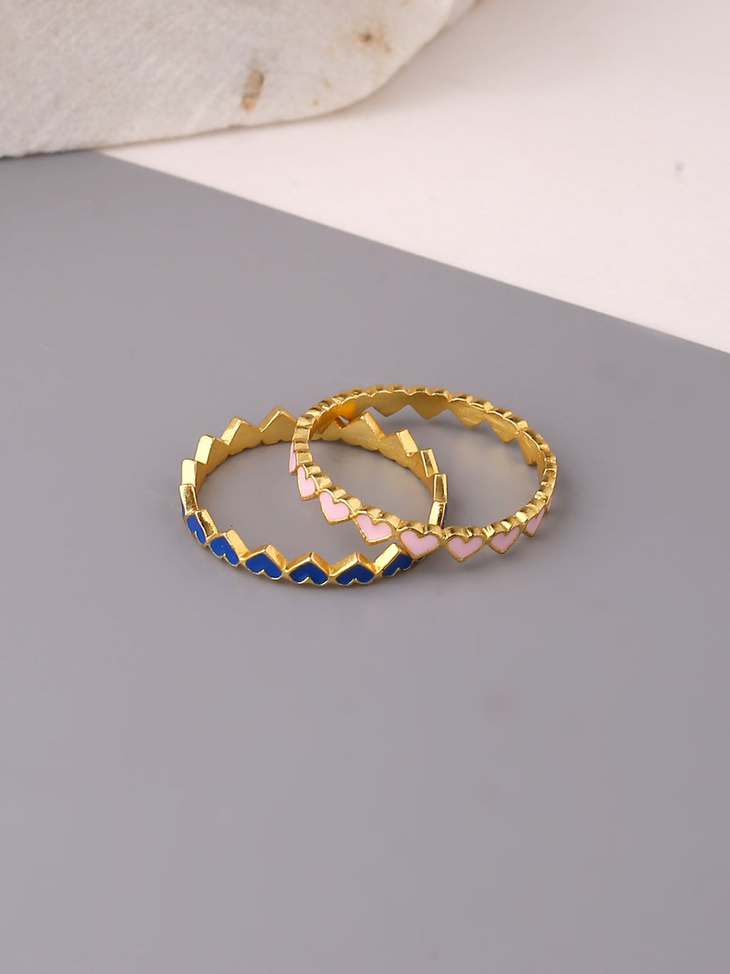 Stackable enamel heart band