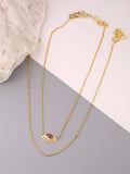 Double layer Ruby Evil Eye Necklace