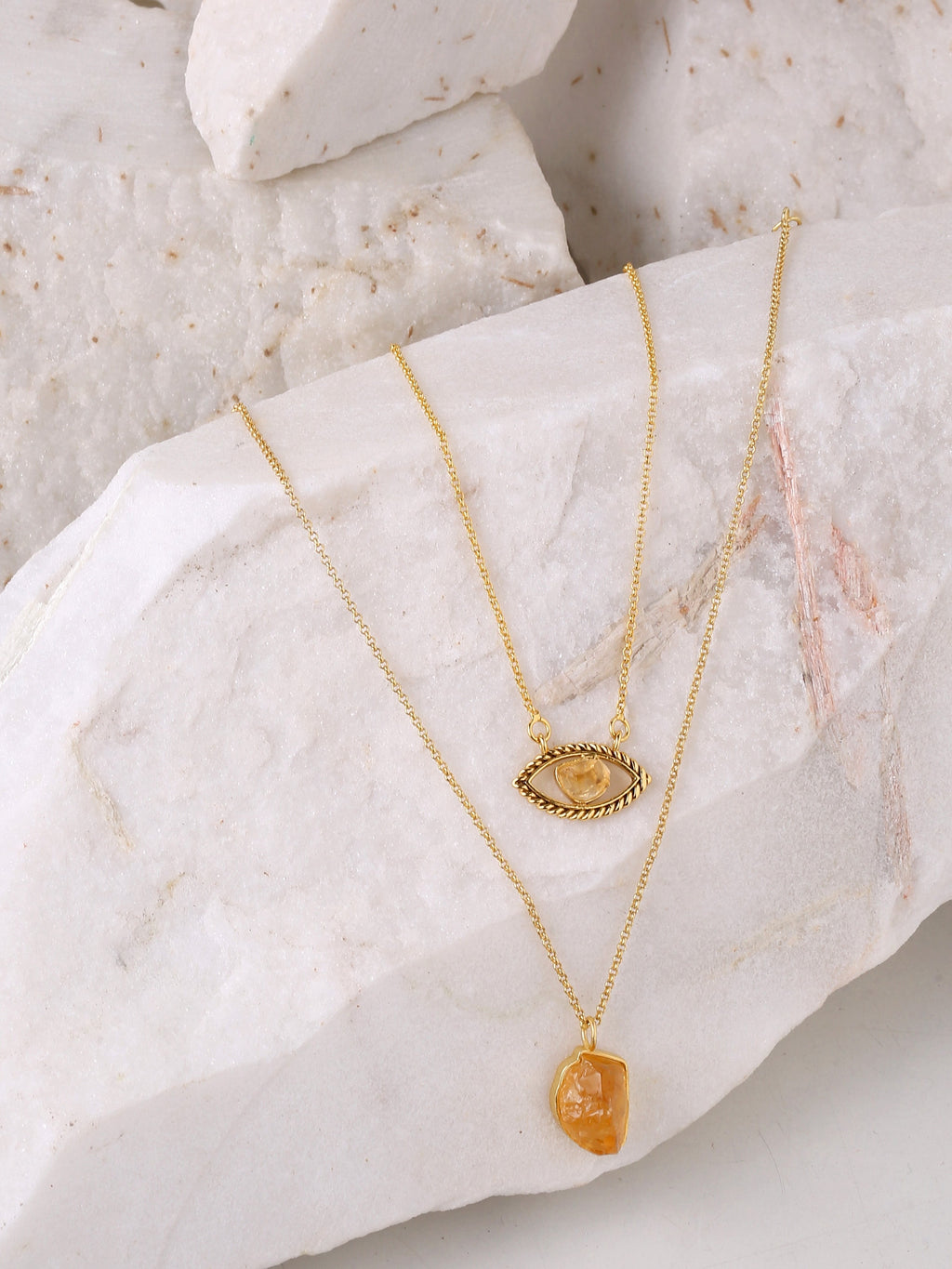 Raw Stone Evil Eye Pendant