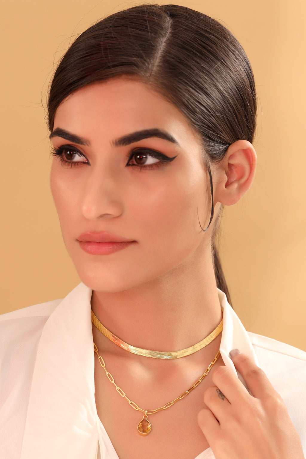 Double layer Citrine Necklace