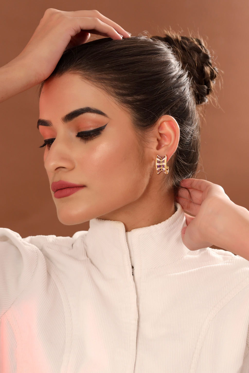Zirconia Baguette Hoop Earring
