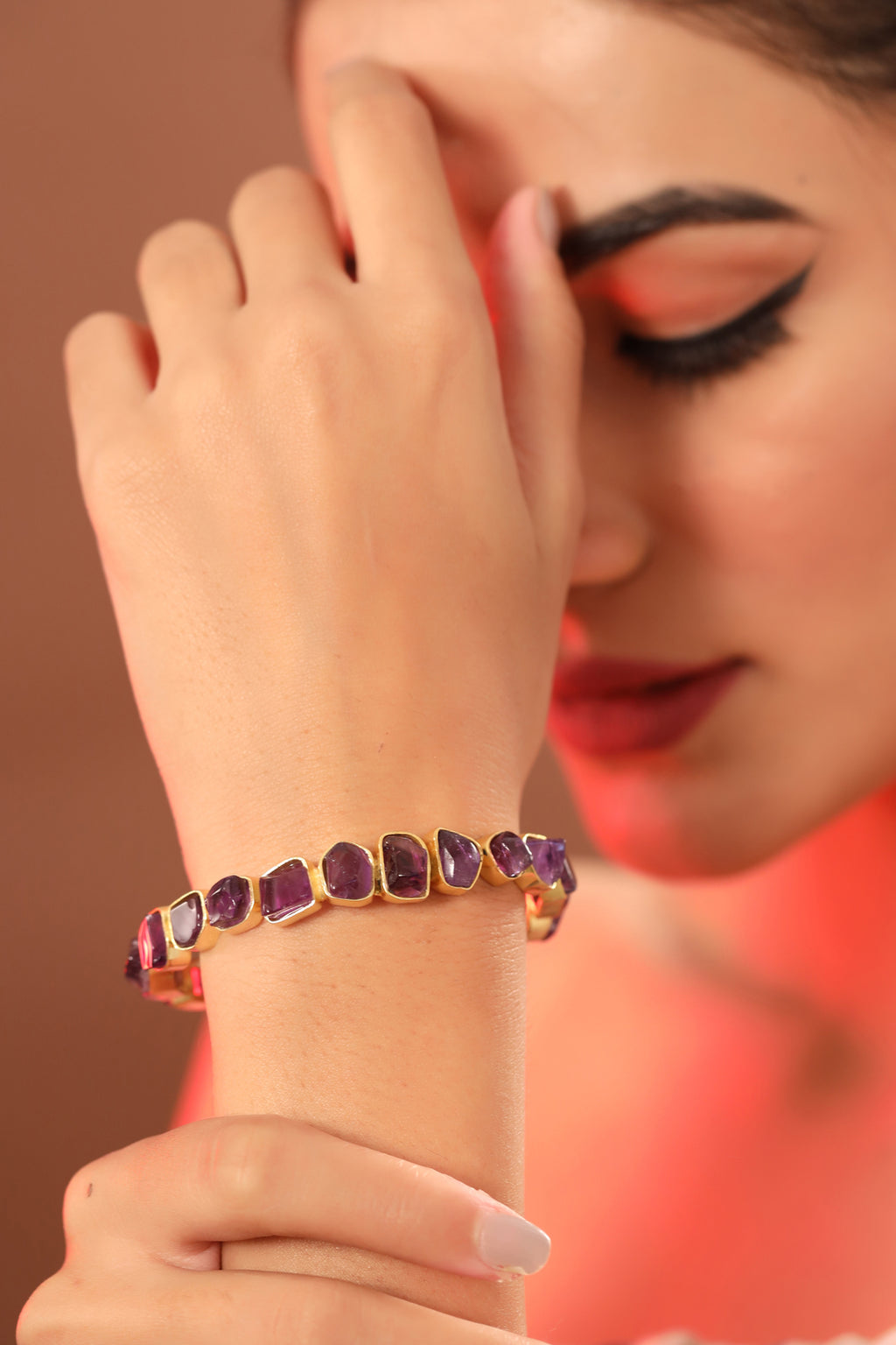 Rough Amethyst Citrine Bangle