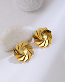 Golden Spiral Statement Stud Earrings