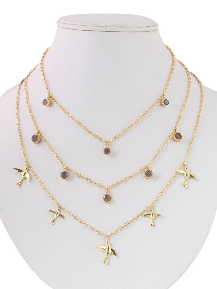 Multi Strand Birdy Chain Necklace.