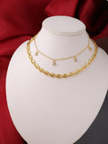 Moonstone Baguette Shell Chain layering necklace