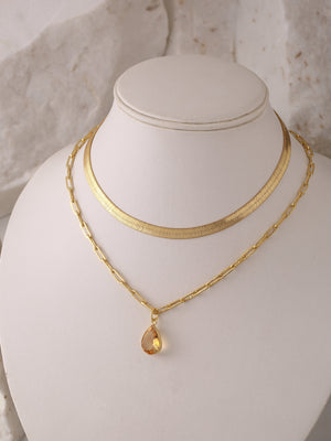 Double layer Citrine Necklace