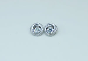 Silver CZ Studs With Detachable Ear Jackets