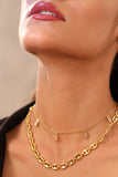 Moonstone Baguette Shell Chain layering necklace